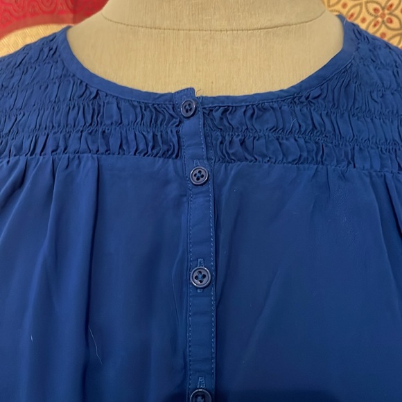 Boden royal blue smocked sleeveless top - Picture 3 of 5